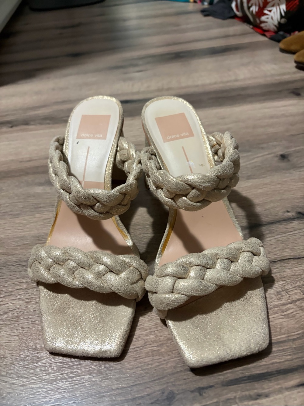 Dolce Vita Women's Gold Braided Slide Heels- size 7, worn once